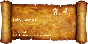 Nán Antal névjegykártya